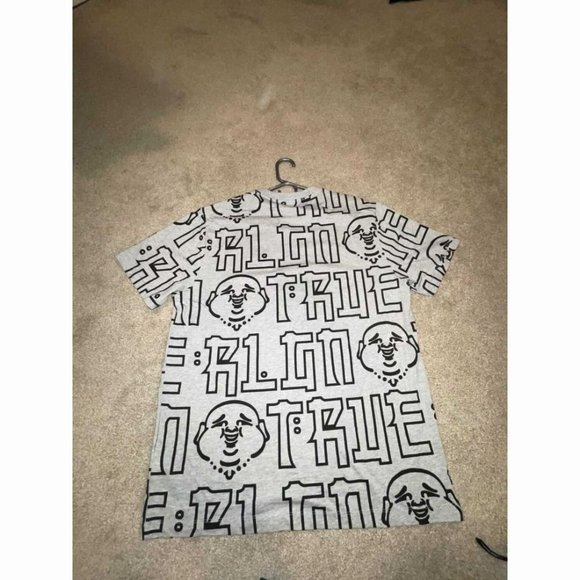True Religion Gray & Black Graphic Print Short Sleeve T-Shirt Men's Size XL - Picture 2 of 6